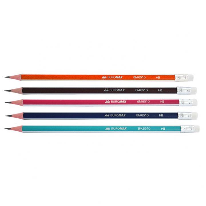Олівець графітовий з гумкою Buromax HB HB (BM.8510)