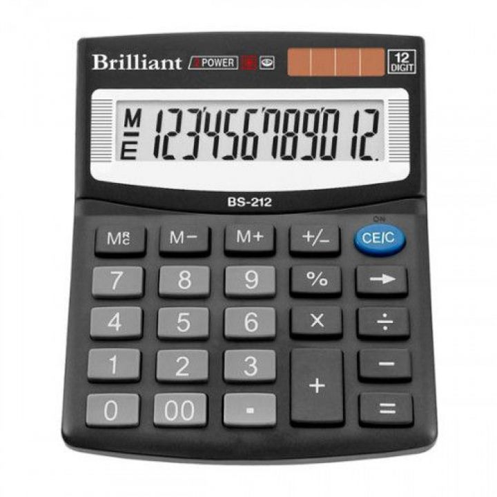 Калькулятор електронний Brilliant 12-розрядний 100 x 124 x 33 мм (BS-212)