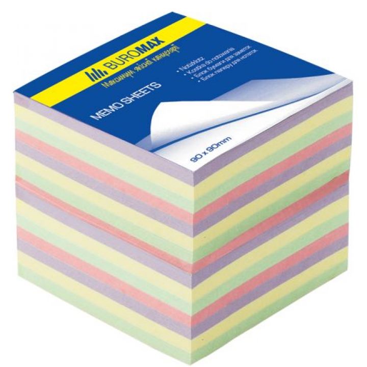 Папір для нотаток Buromax DECOR не склеєний 90 x 90 мм 55 г/м2 800 аркушів різнобарвний (BM.2289)