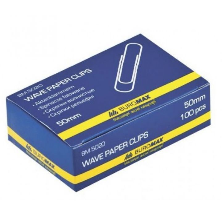 Скріпки рельєфні Buromax 50 мм 100 шт (BM.5020)