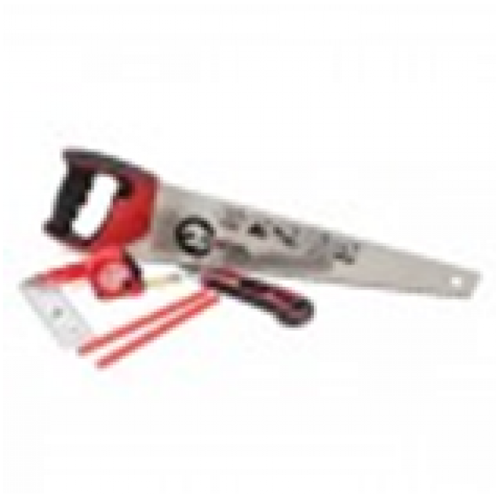 Набор инструмента столярный 6шт (ножовка, нож, карандаши, рулетка, угольник)  (HT-3157)