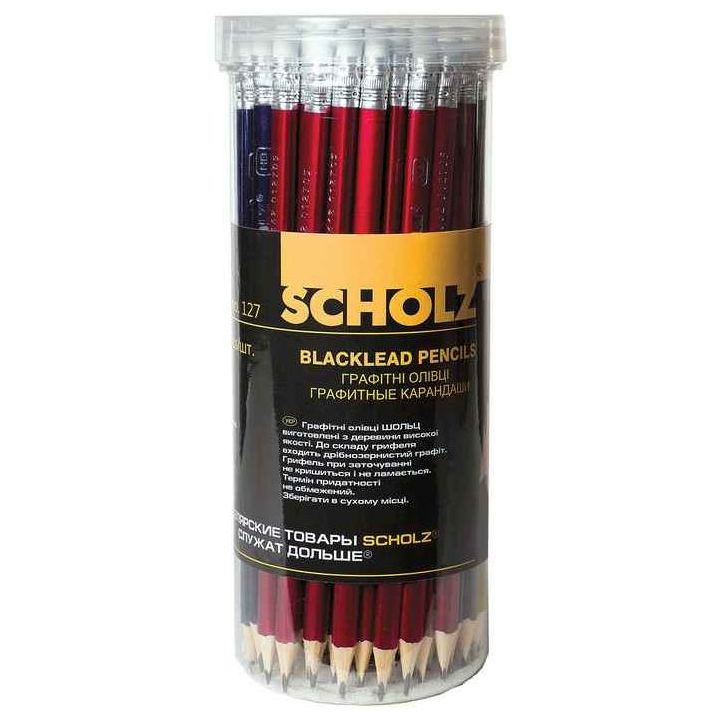Набір олівців чернографітние з ластиком тригранний Scholz 72 шт (127n)