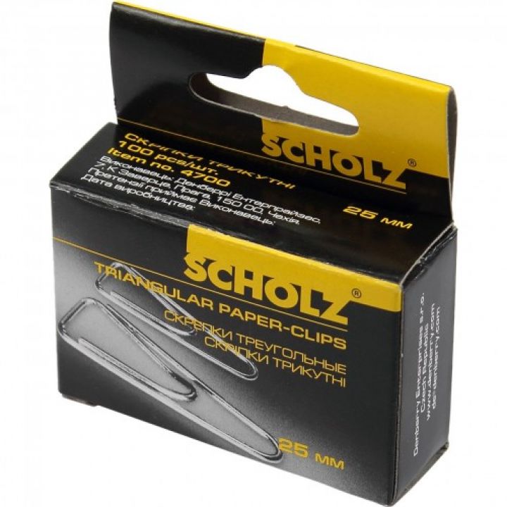 Скріпки трикутні Scholz 25 мм 100 шт (4700)