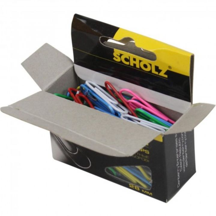 Скріпки Scholz кольорові 28 мм 100 шт (4755)